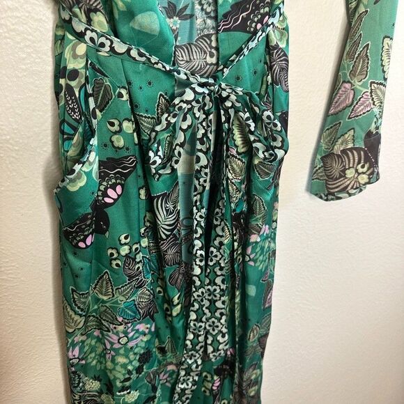 Odd Molly Robe Size 2/M Emerald Green Floral Print Wrap Kimono Boho Romantic - Picture 4 of 9